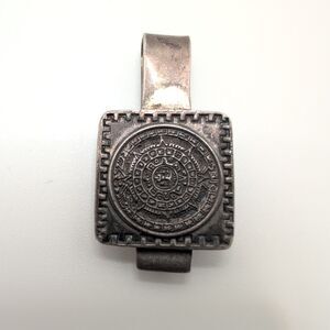 Hecho En Mexico Eagle 1 Sterling Silver 925 Aztec Mayan Sun Calendar Tie Clip
